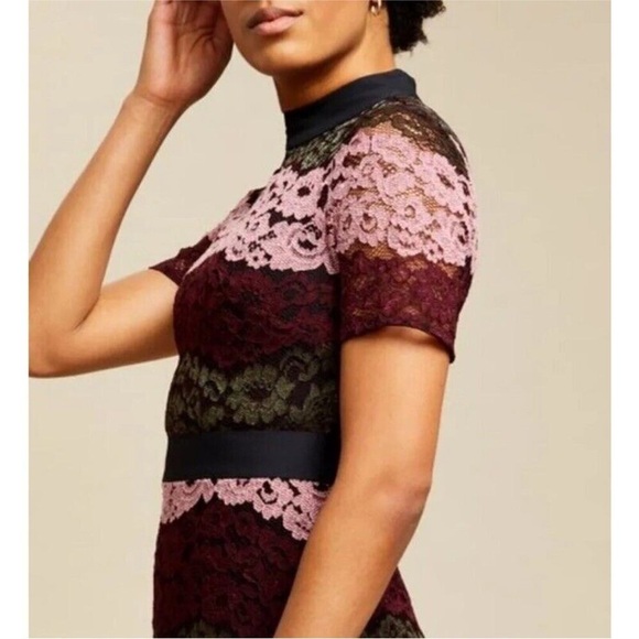 Ted Baker Dress Jaseyy Sheath Mini in Lace Panel Plum - Picture 3 of 10